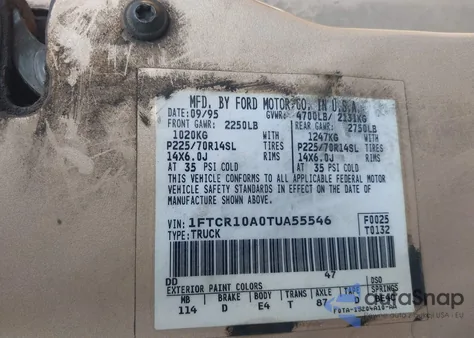 1996 Ford Ranger from USA, damaged, VIN 1FTCR10A0TUA55546